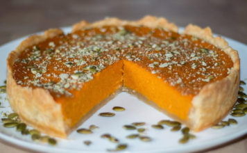 Klasikinis amerikietiškas moliūgų pyragas su sutirštintu pienu, receptas su foto